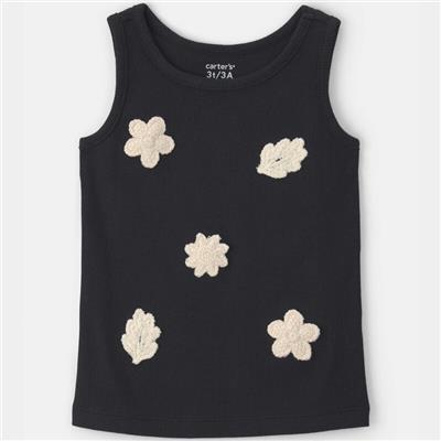Toddler Girl Floral Embroidered Tank Top - Black | Carter’s Oshkosh Canada