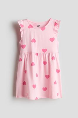 Light pink/hearts Printed Cotton Dress for kids | H&M CA