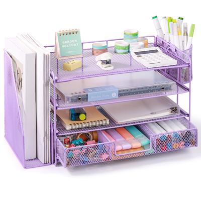 livhil 4-Tier Desk Organizer Purple Metal Mesh Space-Saving File Paper Pen Storage - Walmart.com
