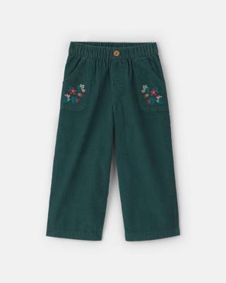 Floral Corduroy Wide-Leg Pants