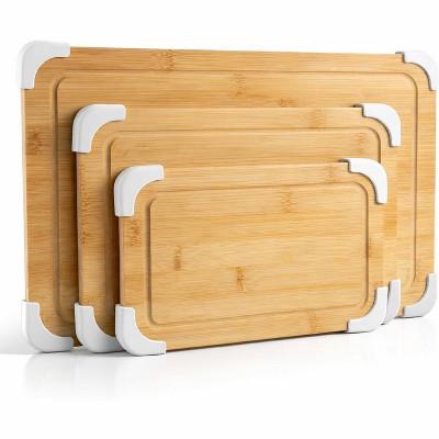 COOK WITH COLOR Non-Slip Bamboo Cutting Board Set – Kitchen Essentials with Easy Grip Handle for Meat, Veggies, and Fruits, 3 Boards, White : Target