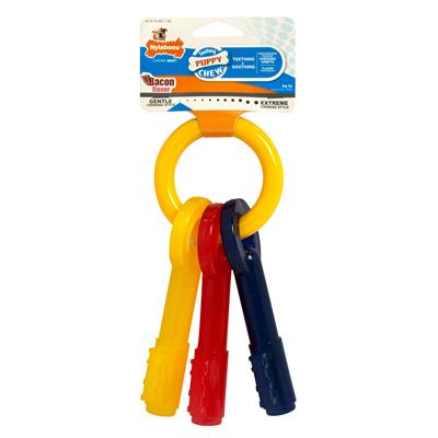 Nylabone® Puppy Teething Keys Chew Dog Toy, Bacon Flavor