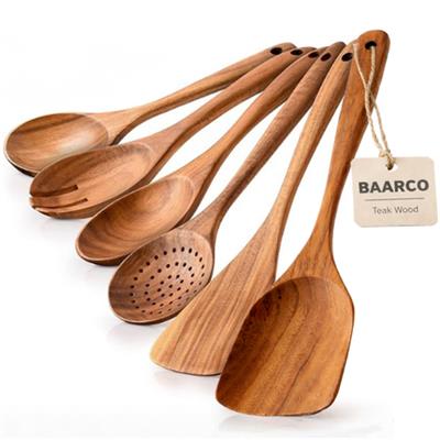 6-Piece Teak Wood Utensil Set Eco-Friendly Wooden Cooking Spatula Spoons | Shop Today. Get it Tomorr
