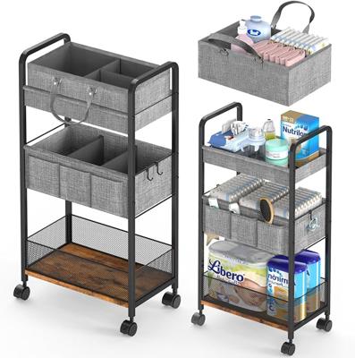 Amazon.com: LIDTOP 2In1 Baby Diaper Caddy & 3-Tier Rolling Diaper Cart, Diaper Caddy Organizer Cart with Dividers, Mobile Metal Utility Cart for Nurse