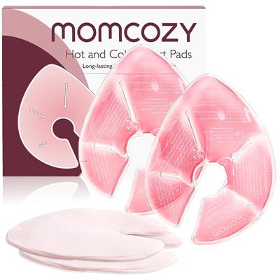 Momcozy, Larger Breast Therapy Packs, 2 Pack, Hot Cold Breast Pads with Soft Covers, Breastfeeding E