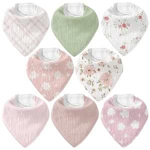 Amazon.com: CIVARUA KIDS 8 Pack Muslin Baby Bandana Bibs for Drooling and Teething | Absorbent Cotton Drool Bib for Baby Boy Girl, Easy Adjustable Bib