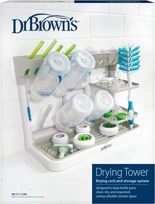 Amazon.com: Dr. Browns Drying Tower, Stand-Up Drying Rack, Countertop Baby Bottle Drying with Organized Storage for Baby Essentials, Space Saving Ver
