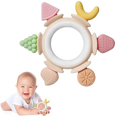 Amazon.com : Hooku Silicone Teethers for Babies 6-12 Months, Teething Toys for Babies 0-6 Months, Baby Fruit Teethering Rings, BPA Free Baby Chew Toys