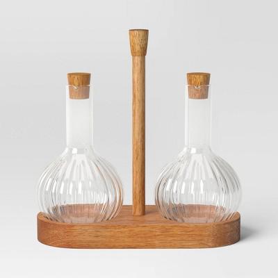 10oz Oil and Vinegar Bottle with Wood Caddy - Threshold™ : Target