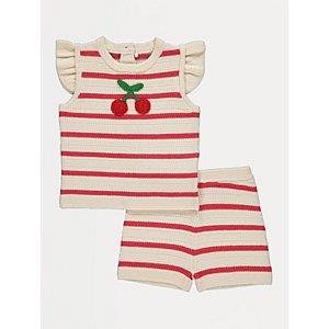 Cherry Striped Knitted Top and Shorts Outfit | Baby | George at ASDA