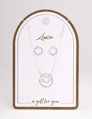 Silver Double Open Circle Jewellery Set - Lovisa