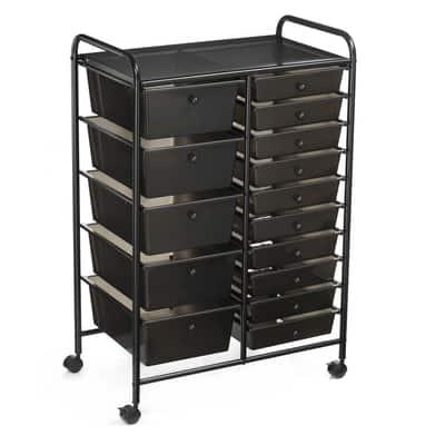 15-Drawer Rolling Cart by Simply Tidy®, Color: Black | Michaels