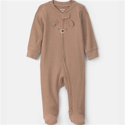 Baby Bear Cotton 2-Way Zip Sleeper - Brown | Carter’s Oshkosh Canada