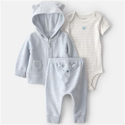 Baby 3-Piece Bear Terry Short-Sleeve Layering Set - Blue | Carter’s Oshkosh Canada