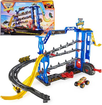 Amazon.com: Monster Jam Garage Playset and Storage, Monster Truck Toy 1:64 Scale | Over 4 Wide with Lights & Sounds, Holds 20 Trucks, Exclusive Grave