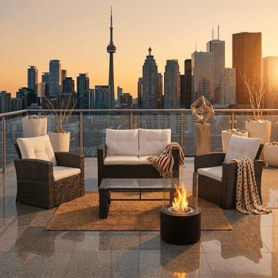 Velago LAMONE 4-Piece Wicker Outdoor Conversation Set, Dark Grey - Walmart.ca