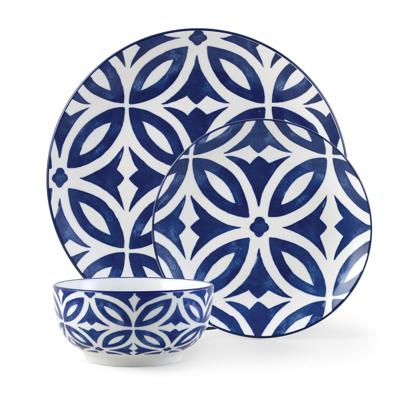 Mainstays Glazed Blue pattern Stoneware Dinnerware Set, 12-Pieces - Walmart.ca