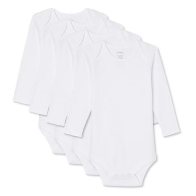 George Infants Unisex Layette 100% Cotton 4-Pack Long Sleeve Bodysuit - Walmart.ca