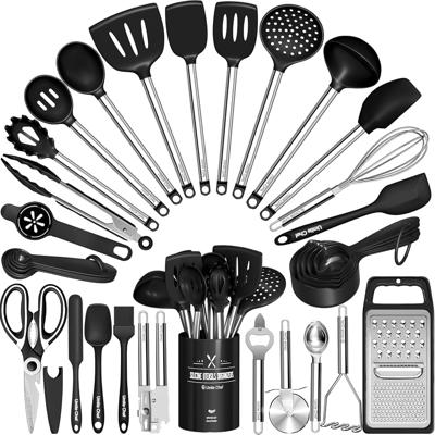 Amazon.com: Umite Chef Thickened Kitchen Utensils Set- Silicone Cooking Utensils Set for Nonstick Cookware-Silicone Spatulas Set, Heavy Duty Stainless