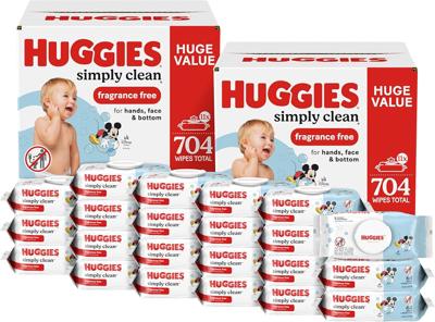 Amazon.com: Huggies Simply Clean Baby Wipes, Unscented, 11 Packs, 704 Wipes : Beauty & Personal Care