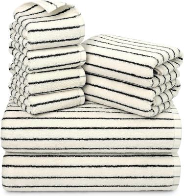 Amazon.com: 8 Piece Black and Ivory Towel Set, Super Soft & Absorbent Cotton Striped | Towels for Bathroom Decor, 2 Bath, 2 Hand, 4 Washcloths : Home