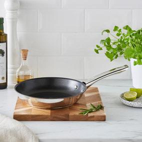 Essentials Non-Stick Stainless Steel Frying Pan, 24cm | Dunelm