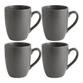 Stoneware Charcoal Set of 4 Mugs | Dunelm