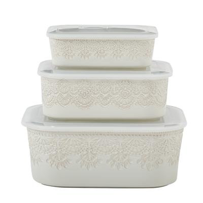 The Pioneer Woman Vintage Lace 6-Piece Rectangular Ceramic Baking Dish Set, Linen - Walmart.com