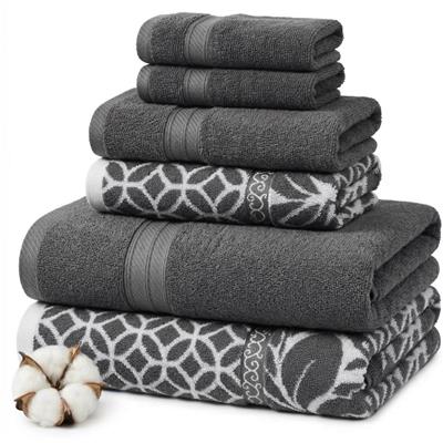 Modern Threads Trefoil Filigree 6 Piece Yarn Dyed Jacquard Towel Set