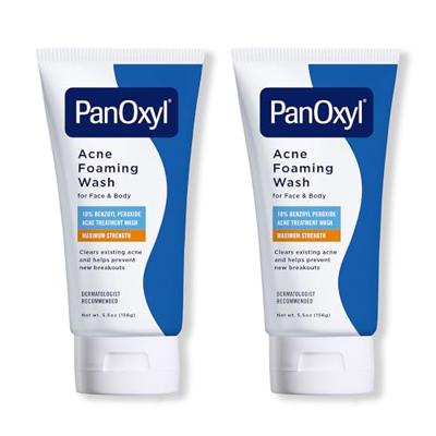 PanOxyl Acne Foaming Wash, 10% Benzoyl Peroxide, 5.5 oz, Pack of 2
