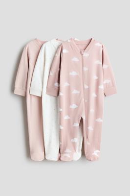 Light pink/clouds 3-Pack Cotton Pajama Jumpsuits for kids | H&M CA