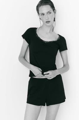 Womens Black Pointelle jersey pyjamas | H&M IN
