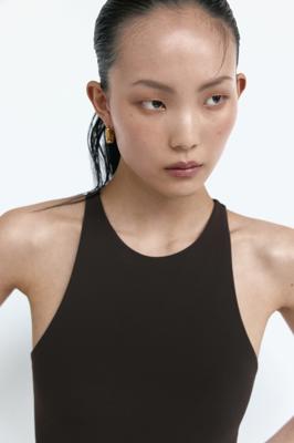 Womens Dark brown Sleeveless thong body | H&M IN