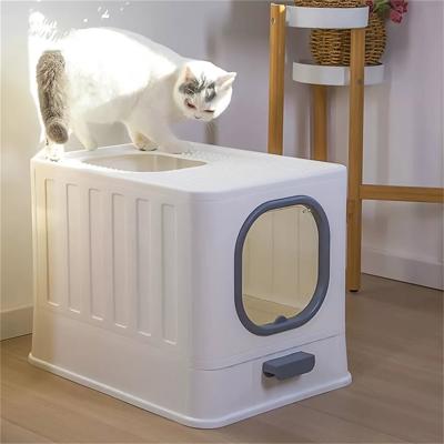 Bingopaw Cat Litter Box: Anti-Splashing Enclosed Plastic Litter Box with Handy Litter Scoop, Top Entry Drawer Type Cat Toilet Litter Box for Kittens -