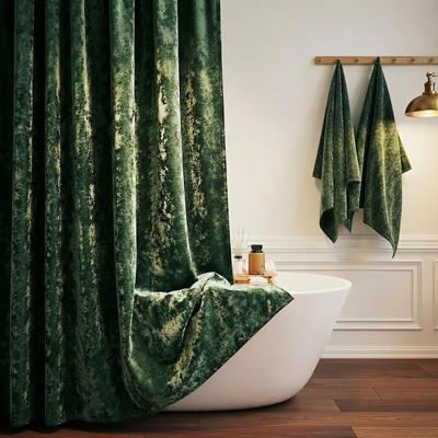 Amazon.com: TAMGHO Extra Long Shower Curtain 84 inch Height, Crushed Velvet XL Shower Curtain Set with 12 Gold Hooks, Waterproof Thick Fabric, Machine