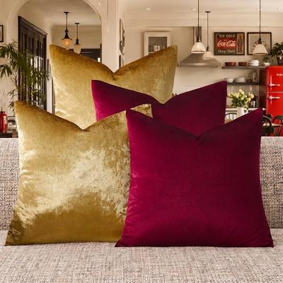 Amazon.com: GIGIZAZA Pack of 4 Decorative Velvet Pillow Covers 20x20 Burgundy Gold | Throw Pillows for Couch Sofa,280gsm Soft Textured Fabric,Modern A