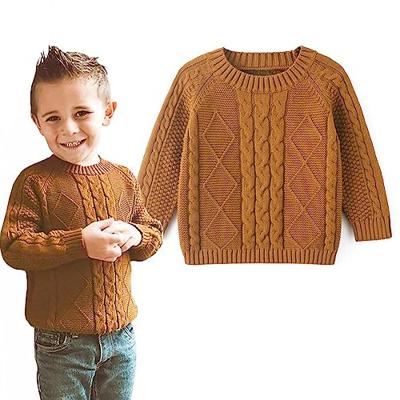 Curipeer Toddler Boy Sweater, Cable Knit Pullover, Pumpkin, 2-3T