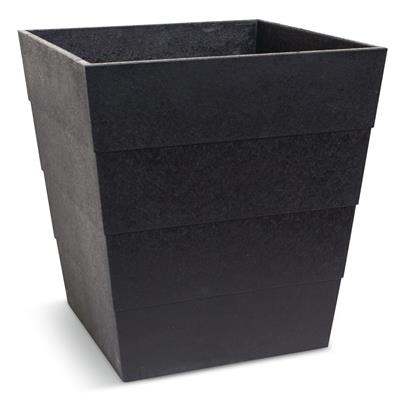 CANVAS Lineata Self Watering Resin Square Planter, 12-in W x 13-in H x 12-in D, Black