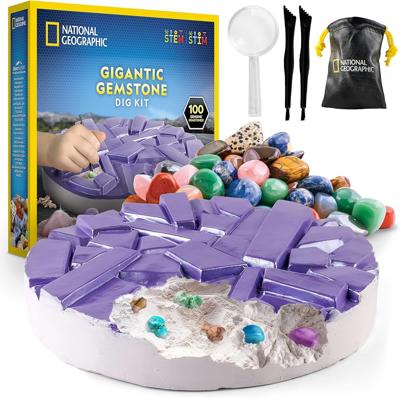 Amazon.com: National Geographic Gigantic Gemstone Dig Kit with 100 Real Gems | Giant Dig Brick, Amethyst Quartz and Tigers Eye, Gem Mining Activity,