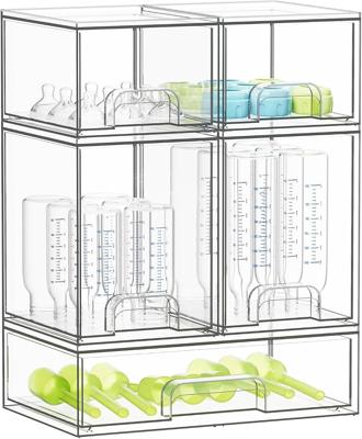SpaceAid Bottle Storage Organizer Baby, 5 Pack, 2S2M1L, 15.4 H | Stackable Storage Drawers for Countertop, Vanity, Bathroom, Cabinet, Pantry, Acrylic