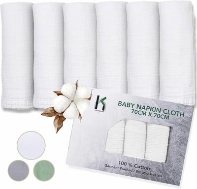 KreativeHome Muslin Cloths for Baby - 6 Pack Large 70x70cm Muslin Squares 100% Cotton, Absorbent, Breathable, Soft, Comfy, Lightweight & Ideal to Wipe