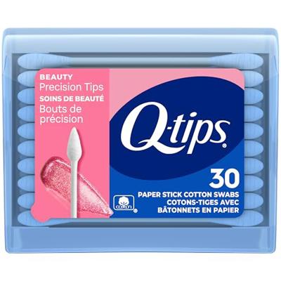 Q-Tips Cotton Swabs, Precision Tips, Travel Size Toiletries for Beauty and Home, 100% Cotton, 30 Count