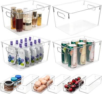 Amazon.com: Tiawudi Set of 10 Clear Plastic Storage Bins, 4 Large and 6 Small Stackable Storage Containers for Pantry Organization, Organizer Bins for