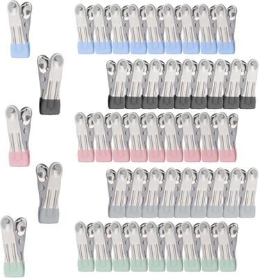 GHLIANGZHOU 50PCS Multicolor Stainless Steel Clothes Pegs,Non-Slip No-Mark | Strong Pegs for Pants, Towels, Socks, Underwear, Food Sealing, Photos. :