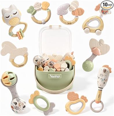 Baby Toys 0-6 Months, Rattle Teething Toys Newborn Essentials Sensory Montessori Toys Baby Boy Girl Gifts with Storage Box (10pcs) : Amazon.co.uk: Toy