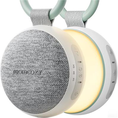Momcozy Portable Baby White Noise Machine, Sleep Soother with Night Light | 20 Soothing Audios, Clips on Stroller, 10h Rechargeable Battery, Auto-Off