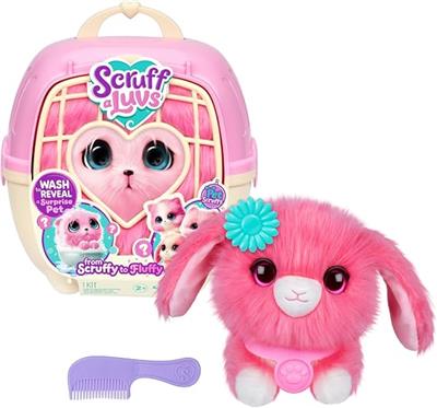 Amazon.com: ScruffaLuvs Pink Surprise Pet, Mystery Plush Toy, Wash to Reveal | Wash to reveal 1 of 3 rescue pets, includes deluxe carrier & comb; plus
