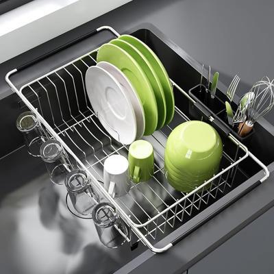 Amazon.com - JASIWAY Dish Drying Rack in Sink, Dish Drainer with Cup and Utensil Holder | Over The Sink Expandable Stainless Steel Strainer Dryer Rack