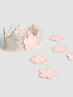 Pink Vintage Floral Fabric Birthday Crown | JoJo Maman Bébé