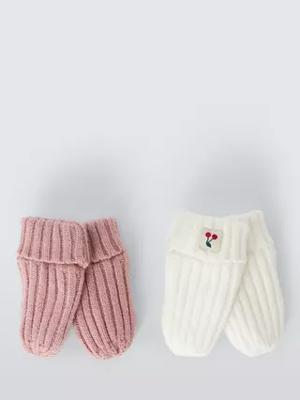 John Lewis Baby Mittens, Pack of 2, Pink